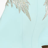 Abito lungo star shower con cristalli in celeste Jenny packham - donna 