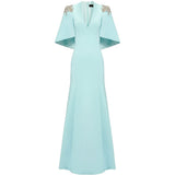 Abito lungo star shower con cristalli in celeste Jenny packham - donna 