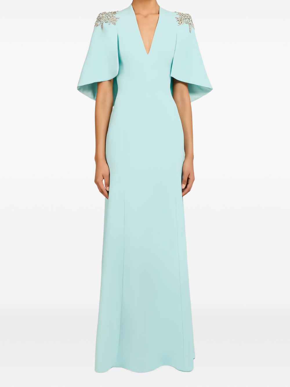 Abito lungo star shower con cristalli in celeste Jenny packham - donna 