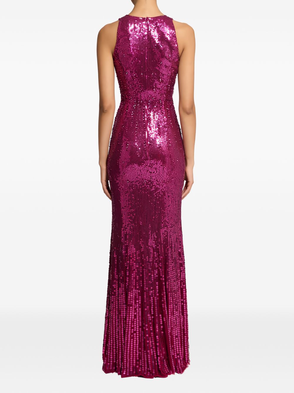 Abito lungo con paillettes black flower in viola Jenny packham - donna 