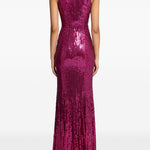 Abito lungo con paillettes black flower in viola Jenny packham - donna 