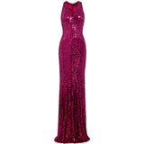 Abito lungo con paillettes black flower in viola Jenny packham - donna 