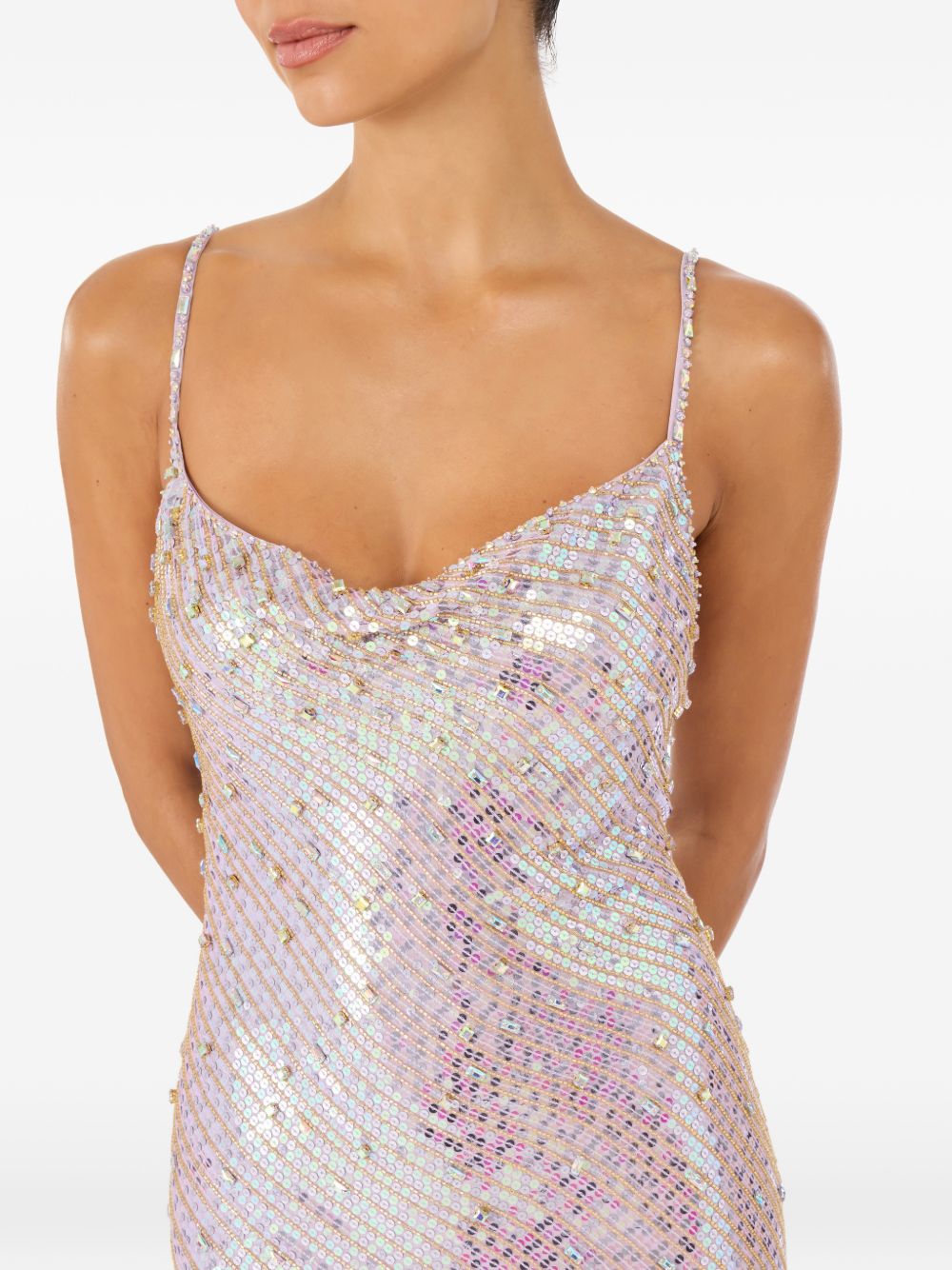 Abito da sera con paillettes foxx  in lilla Jenny packham- donna 