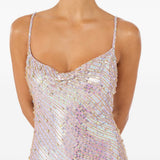 Abito da sera con paillettes foxx  in lilla Jenny packham- donna 