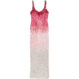 Abito lungo Decora con paillettes in rosa e bianco Jenny packham - donna 
