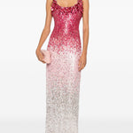 Abito lungo Decora con paillettes in rosa e bianco Jenny packham - donna 