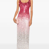 Abito lungo Decora con paillettes in rosa e bianco Jenny packham - donna 