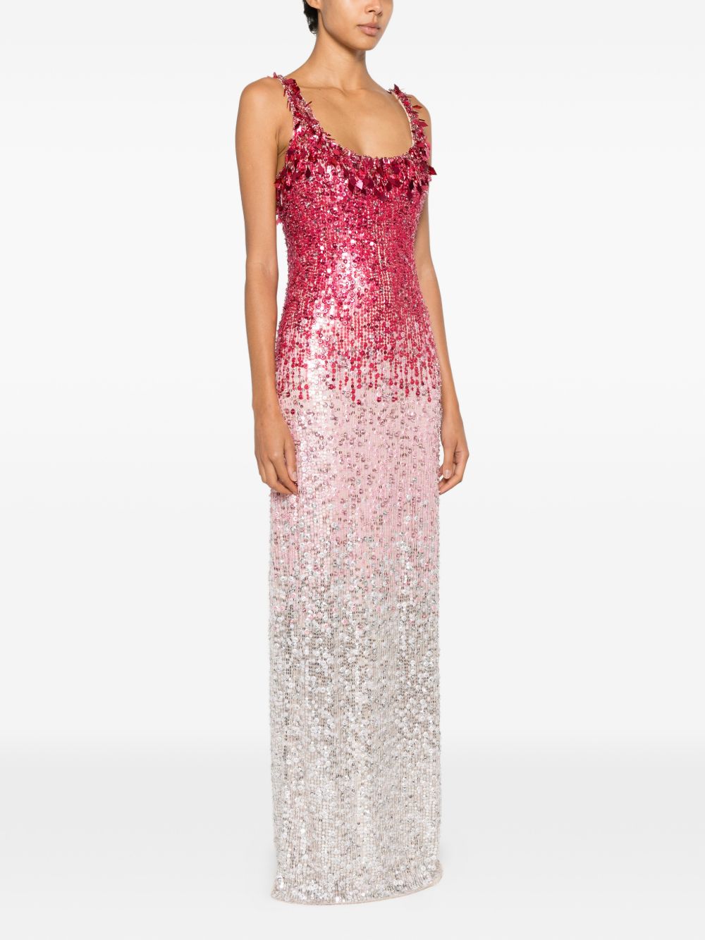 Abito lungo Decora con paillettes in rosa e bianco Jenny packham - donna 