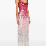 Abito lungo Decora con paillettes in rosa e bianco Jenny packham - donna 