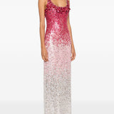 Abito lungo Decora con paillettes in rosa e bianco Jenny packham - donna 