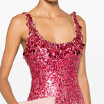 Abito lungo Decora con paillettes in rosa e bianco Jenny packham - donna 