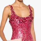 Abito lungo Decora con paillettes in rosa e bianco Jenny packham - donna 