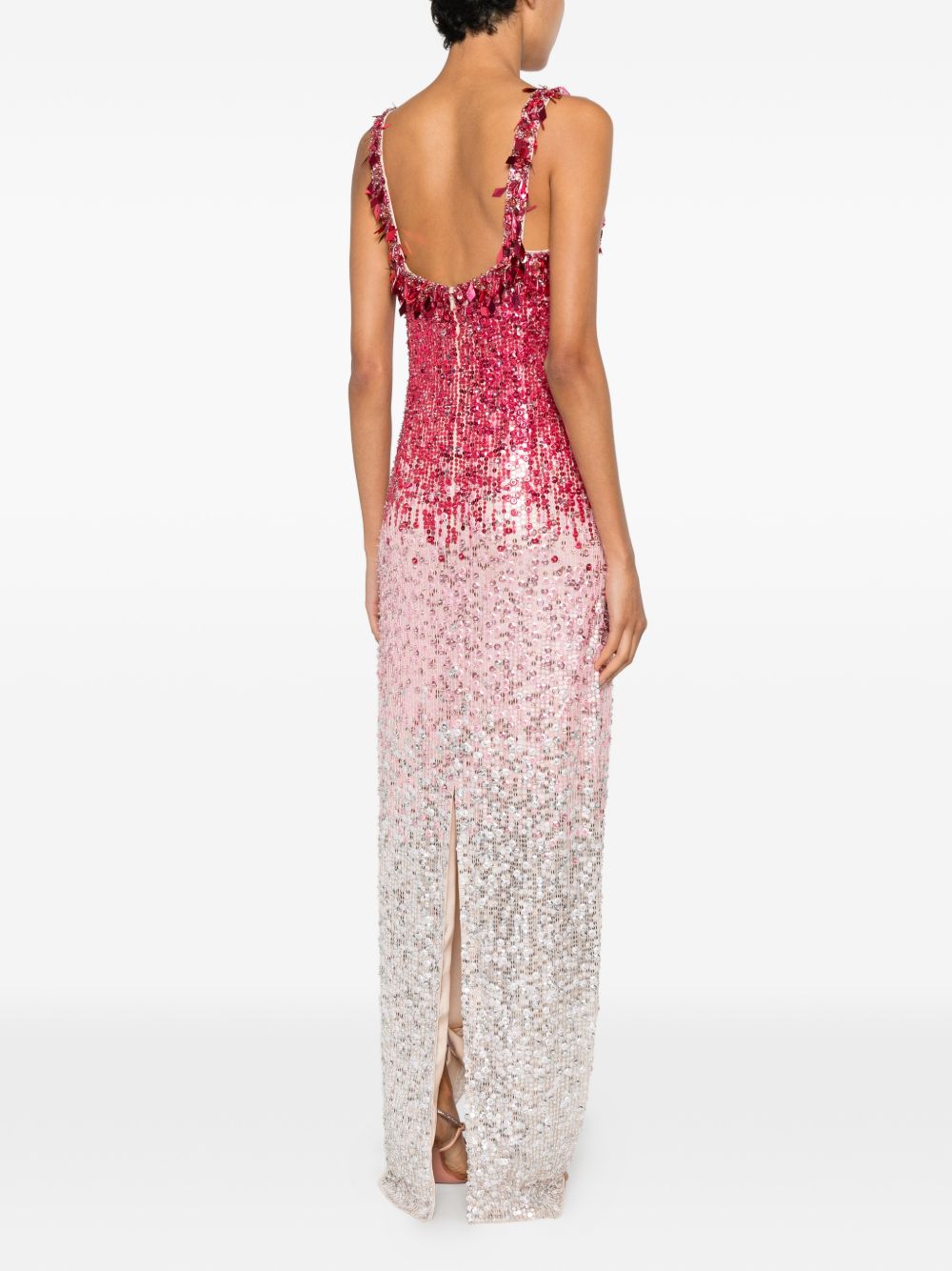 Abito lungo Decora con paillettes in rosa e bianco Jenny packham - donna 