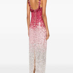 Abito lungo Decora con paillettes in rosa e bianco Jenny packham - donna 