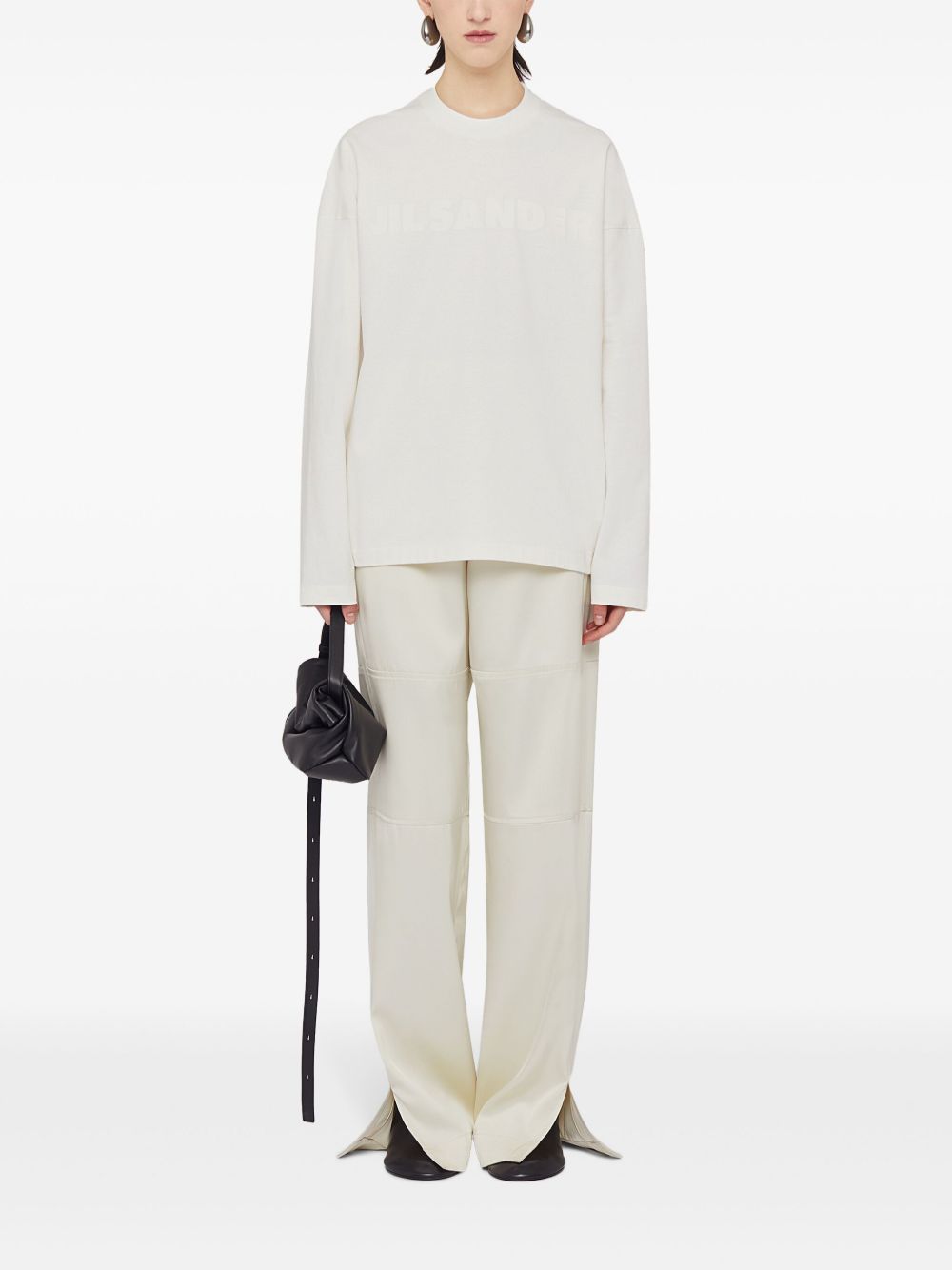 T-shirt con logo a maniche lunghe in bianco Jil sander - unisex 