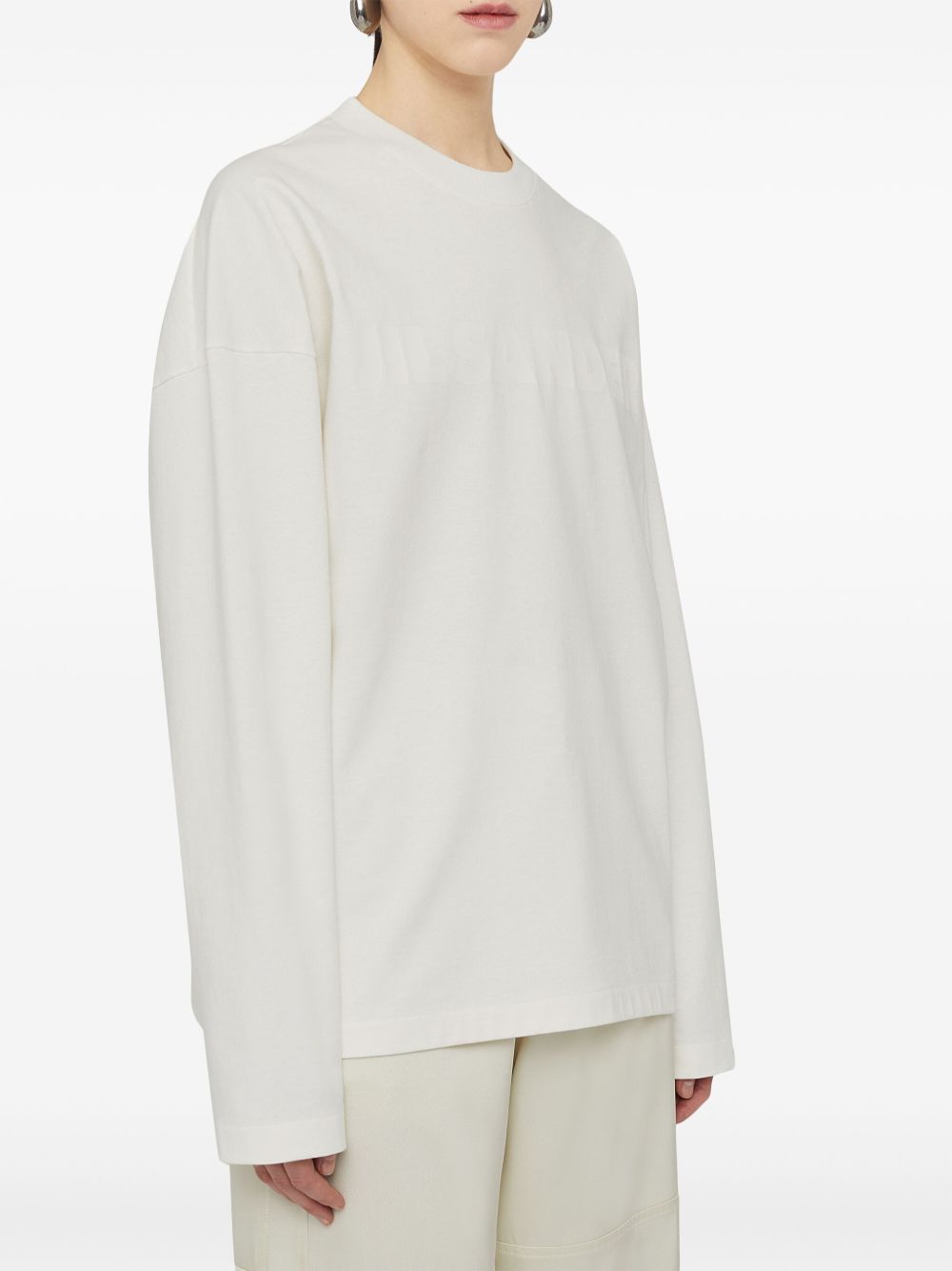 T-shirt con logo a maniche lunghe in bianco Jil sander - unisex 