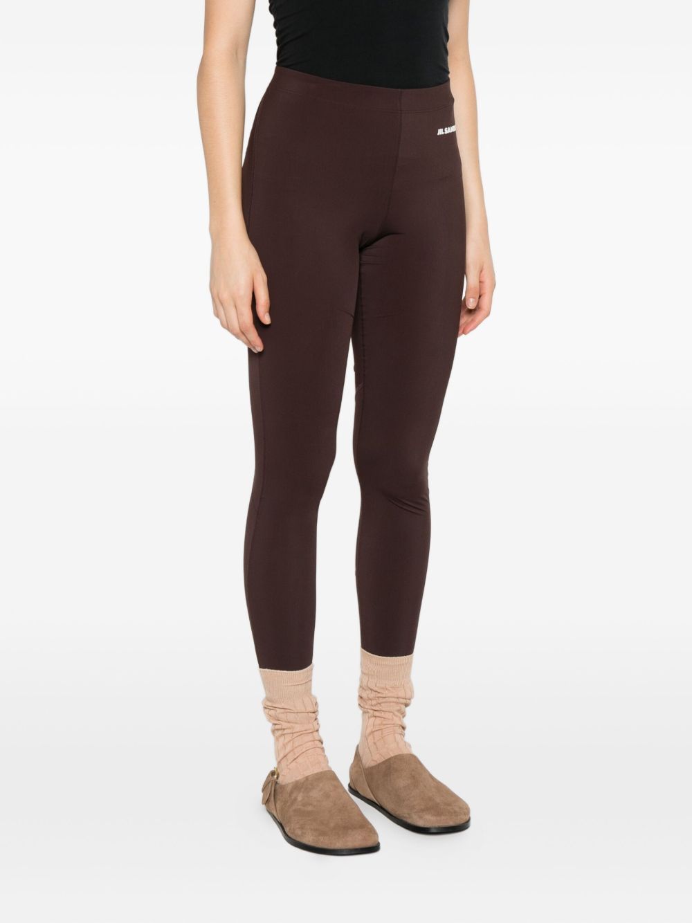 Leggings con logo in marrone Jil Sander - donna 