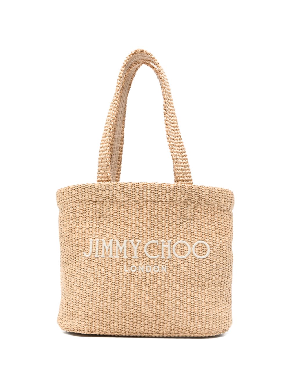 Borsa con logo in raffia in beige Jimmy choo - donna 