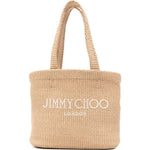 Borsa con logo in raffia in beige Jimmy choo - donna 