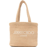 Borsa con logo in raffia in beige Jimmy choo - donna 
