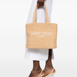 Borsa con logo in raffia in beige Jimmy choo - donna 