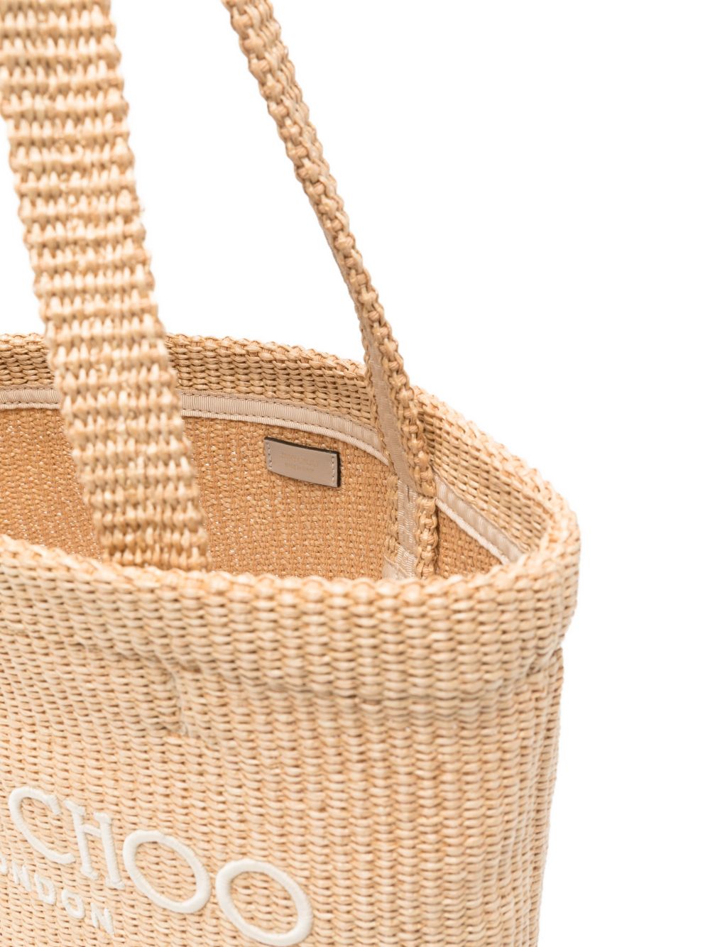 Borsa con logo in raffia in beige Jimmy choo - donna 