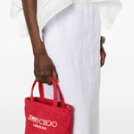 Borsa con logo in raffia in rosso Jimmy choo - donna 