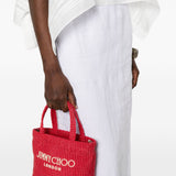 Borsa con logo in raffia in rosso Jimmy choo - donna 