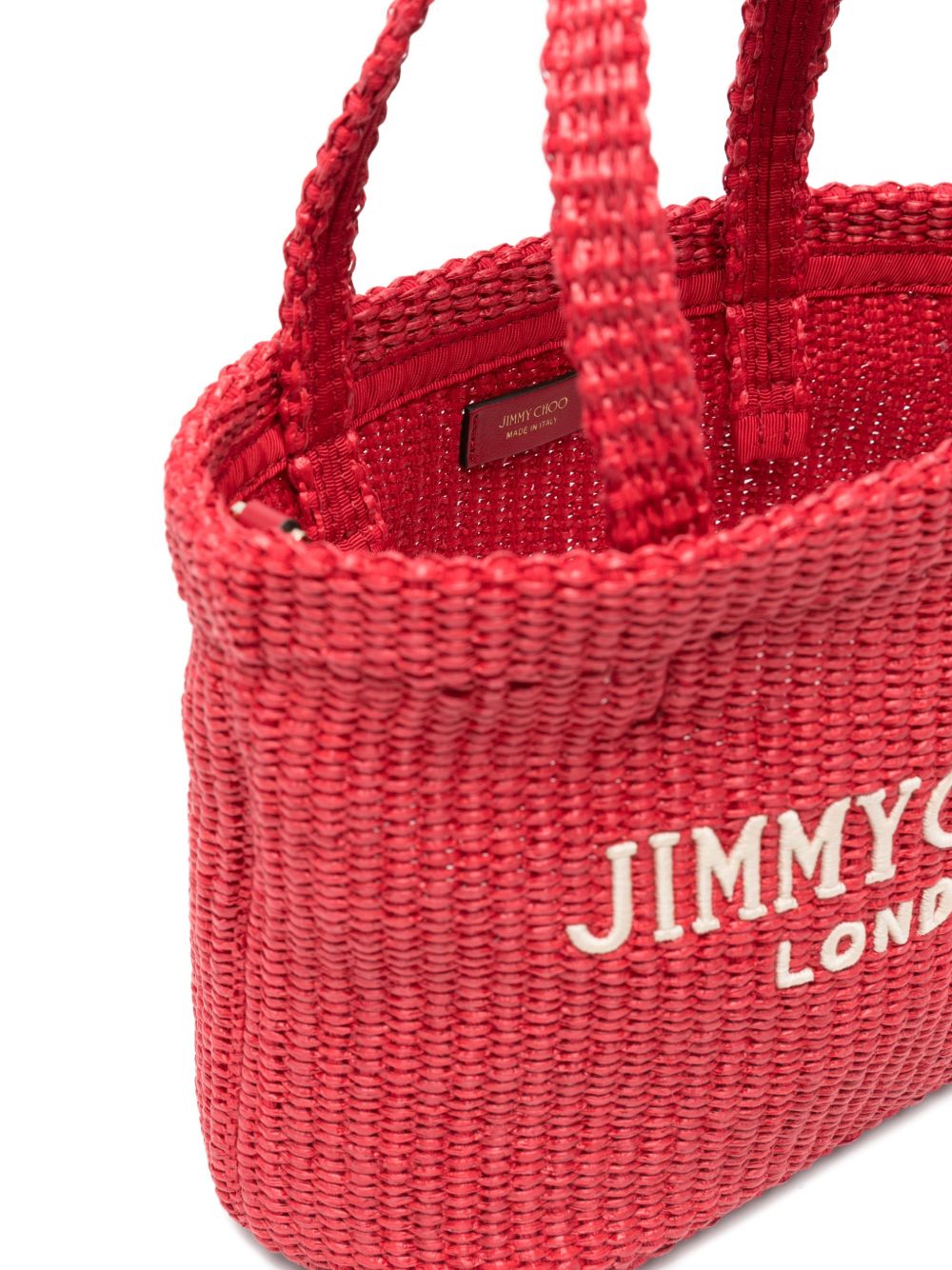 Borsa con logo in raffia in rosso Jimmy choo - donna 