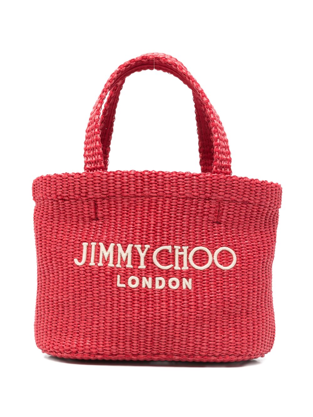 Borsa con logo in raffia in rosso Jimmy choo - donna 