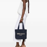 Borsa con logo in raffia in blu Jimmy choo - donna 