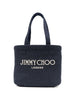 Jimmy Choo women's blue raffia logo tote bag