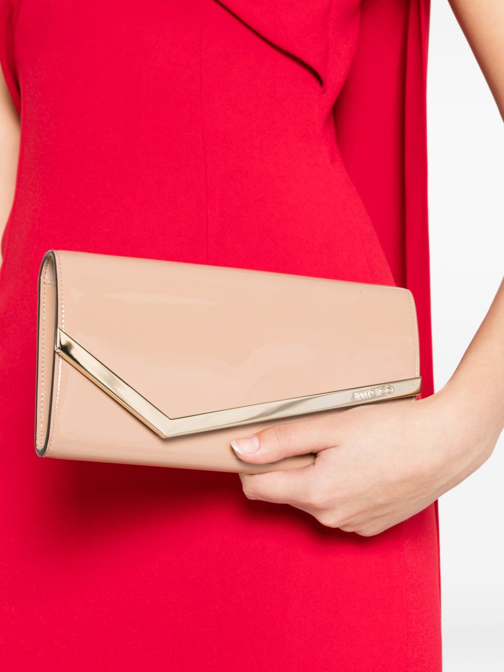 Clutch in pelle lucida emmie in rosa Jimmy choo - donna 