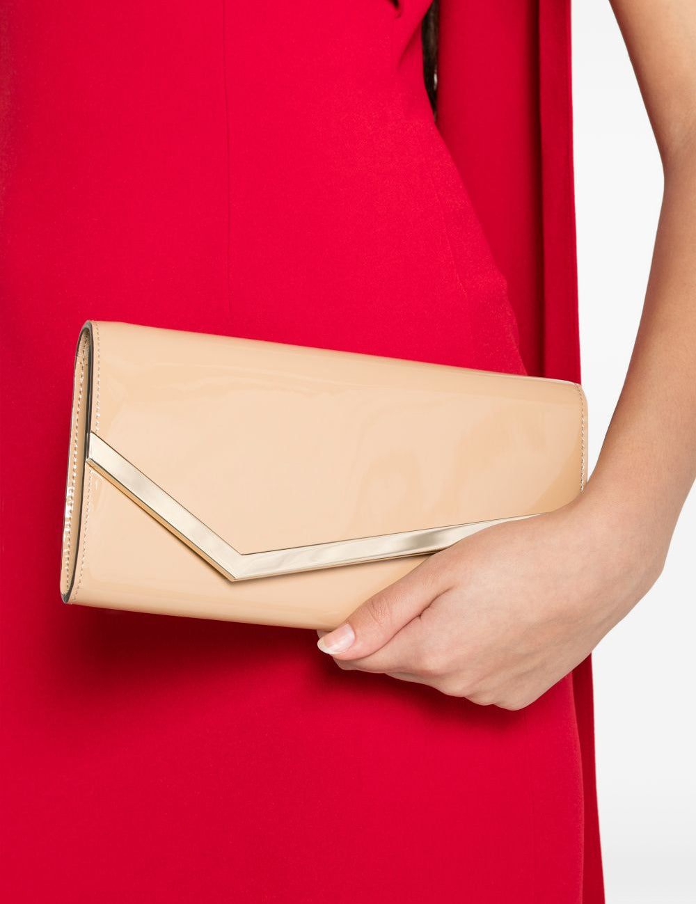 Clutch in pelle lucida emmie in beige Jimmy choo - donna 