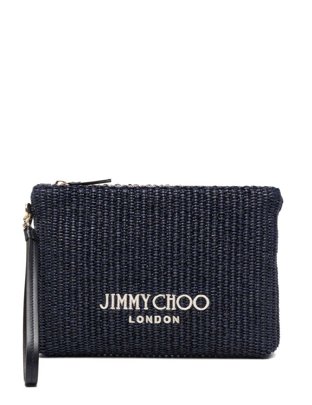 Clutch con logo stampato in rafia in blu Jimmy choo - donna 
