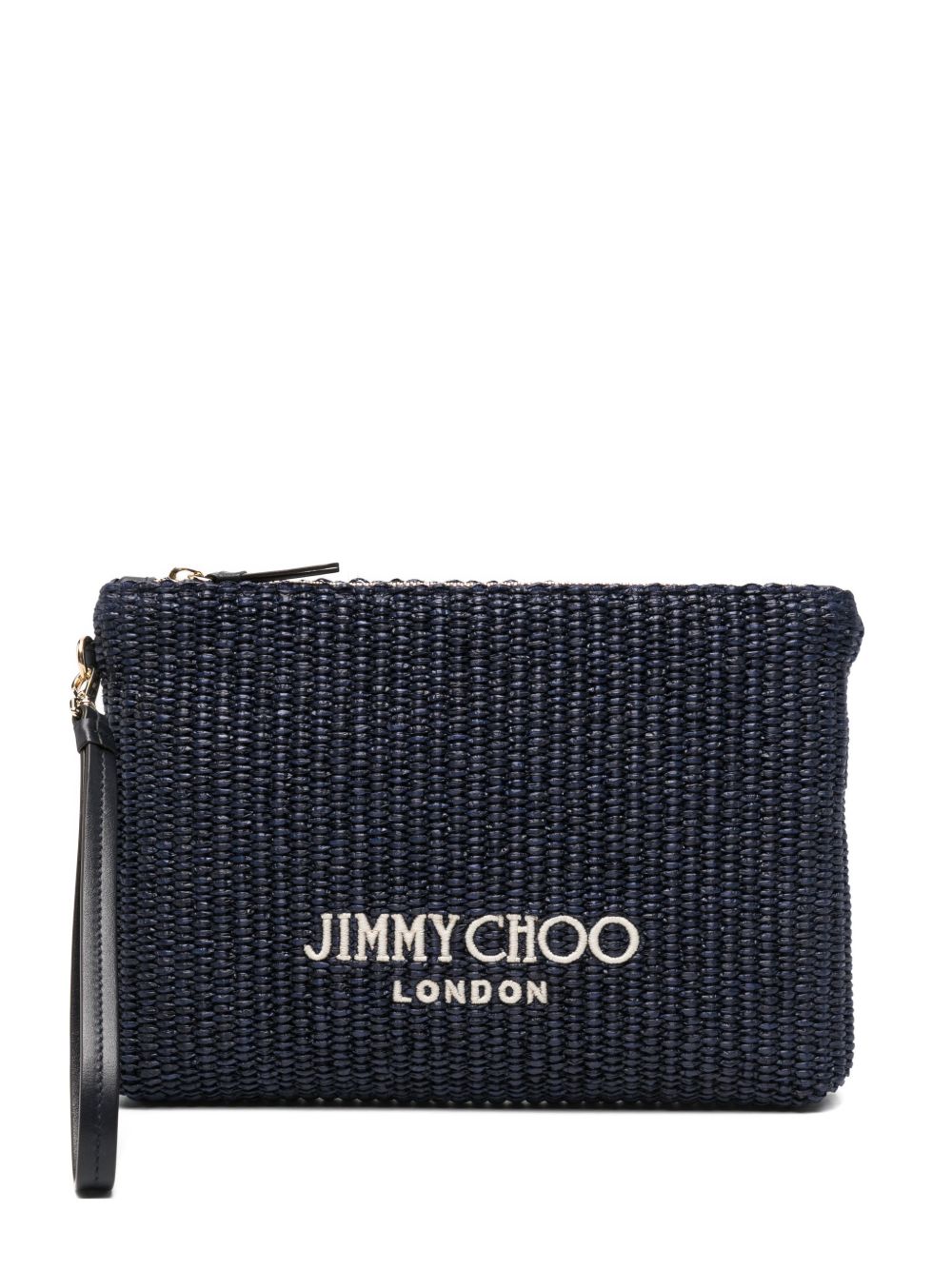 Clutch con logo stampato in rafia in blu Jimmy choo - donna 