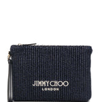 Clutch con logo stampato in rafia in blu Jimmy choo - donna 