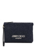 Clutch con logo stampato in rafia in blu Jimmy choo - donna