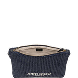 Clutch con logo stampato in rafia in blu Jimmy choo - donna 