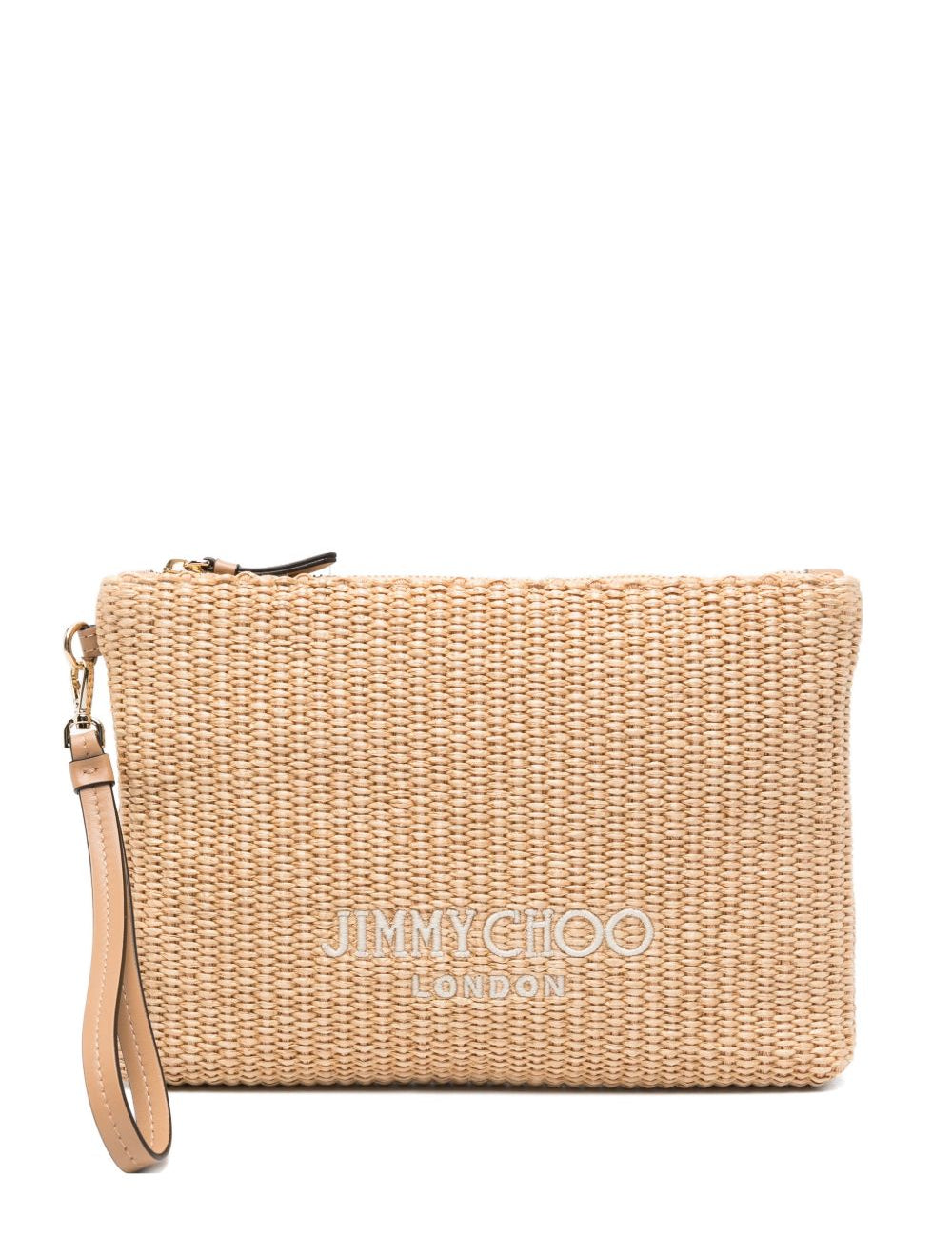 Clutch con logo stampato in rafia in beige Jimmy choo - donna 