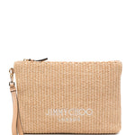 Clutch con logo stampato in rafia in beige Jimmy choo - donna 