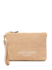 Clutch con logo stampato in rafia in beige Jimmy choo - donna
