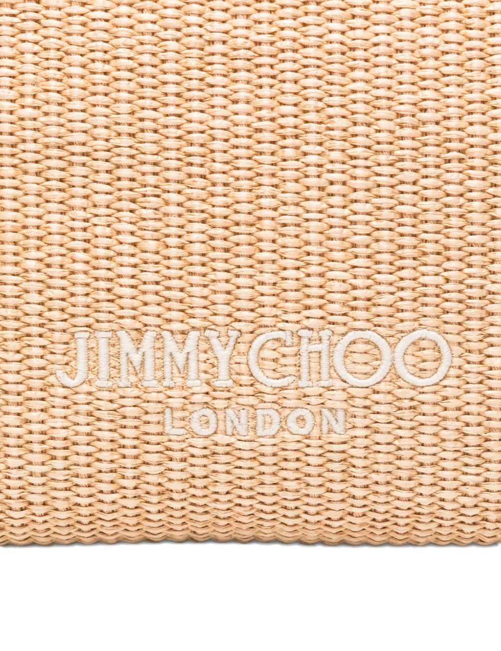 Clutch con logo stampato in rafia in beige Jimmy choo - donna 