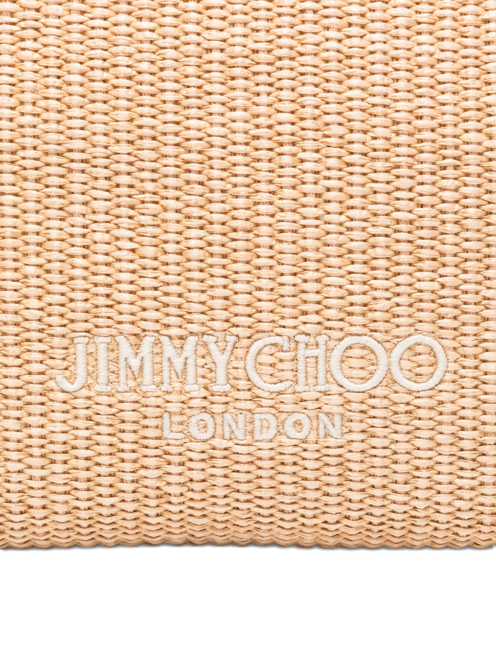Clutch con logo stampato in rafia in beige Jimmy choo - donna 