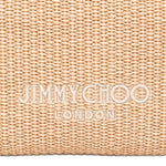 Clutch con logo stampato in rafia in beige Jimmy choo - donna 