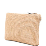 Clutch con logo stampato in rafia in beige Jimmy choo - donna 