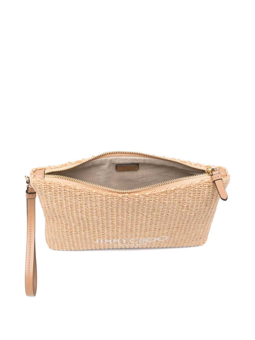 Clutch con logo stampato in rafia in beige Jimmy choo - donna 