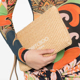 Clutch con logo stampato in rafia in beige Jimmy choo - donna 