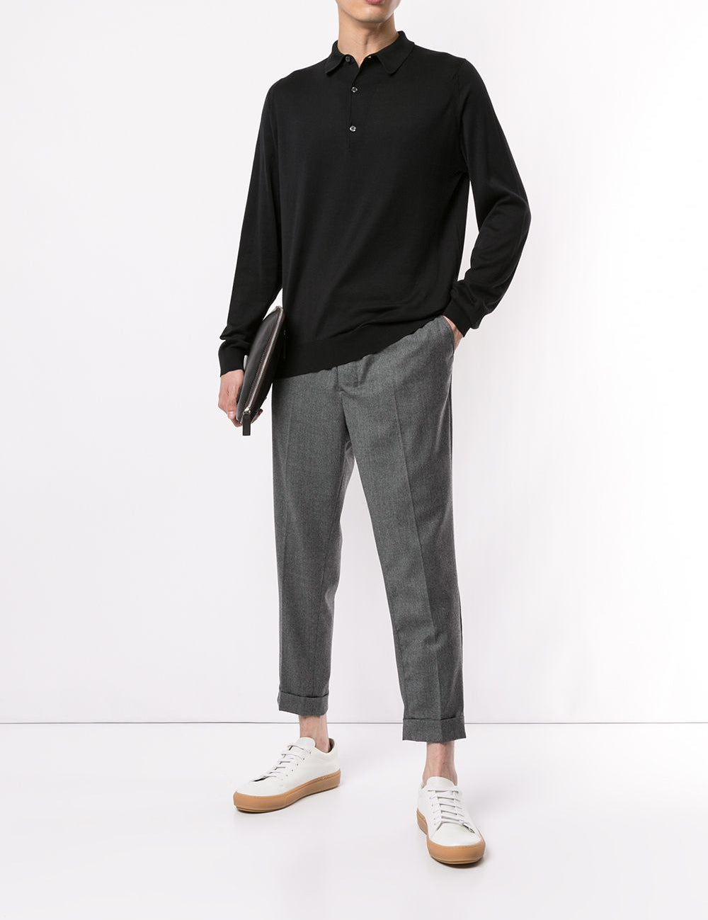 Polo a maniche lunghe in nero John smedley - uomo 
