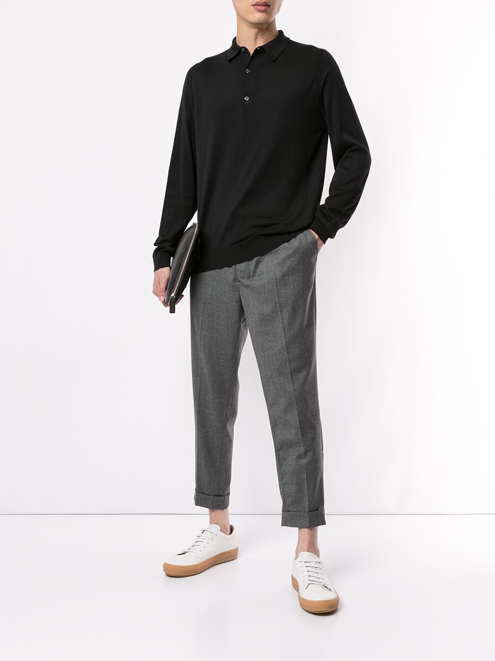Polo a maniche lunghe in nero John smedley - uomo 